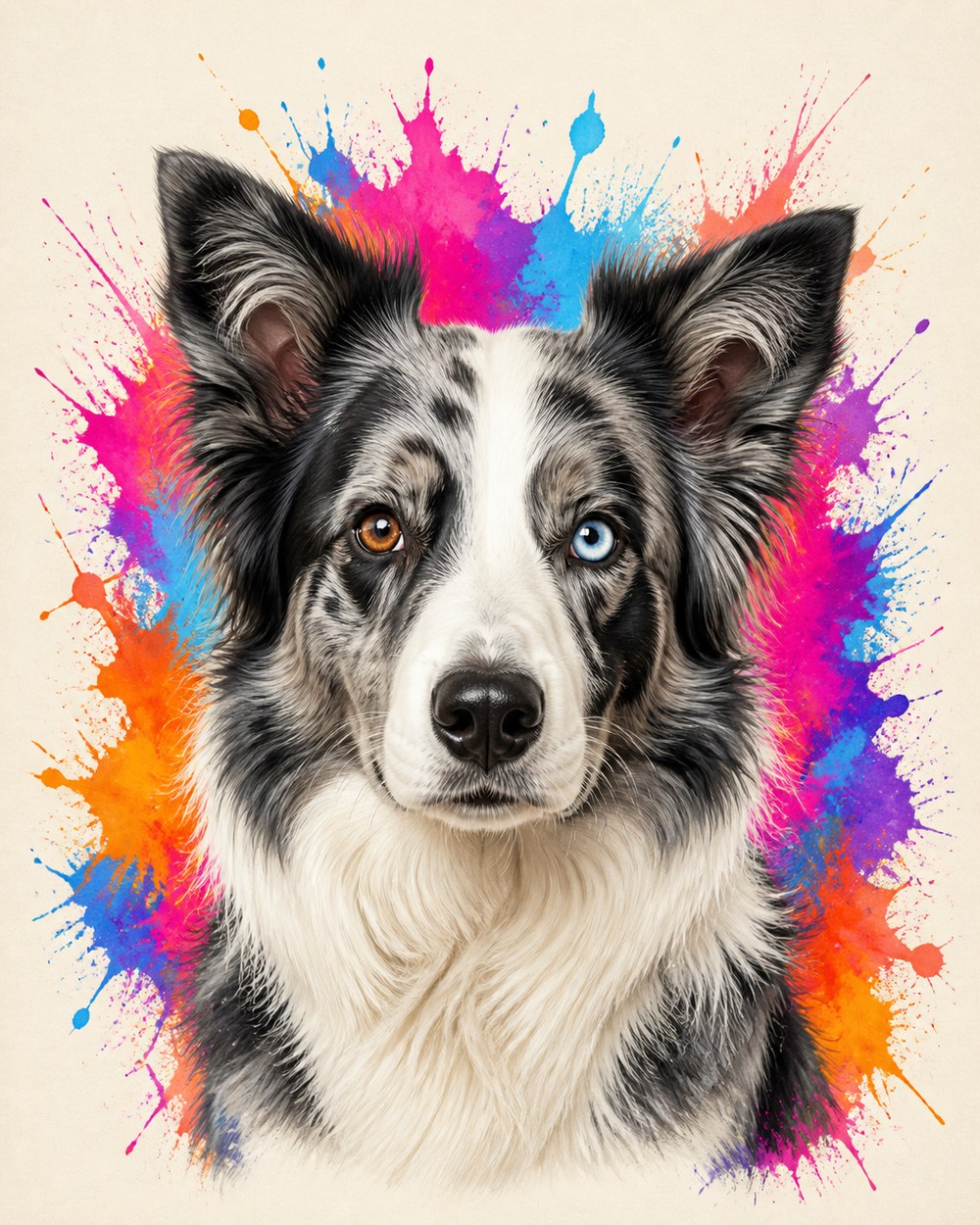 Portrait of a blue merle border collie